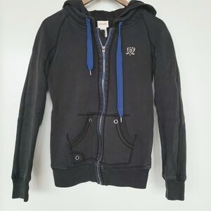 Diesel Vintage Dark Grey Zip-Up Hoodie with Blue Details
